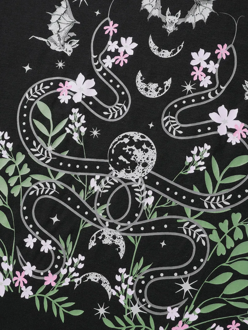 Midnight Garden Sheer Lace Trim T-Shirt