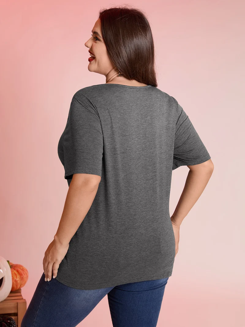 Trick or BloomChic Crossover Neck-Tie T-Shirt
