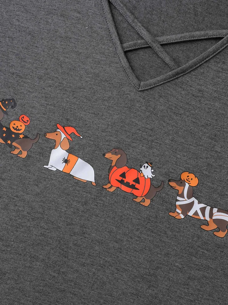 Trick or BloomChic Crossover Neck-Tie T-Shirt