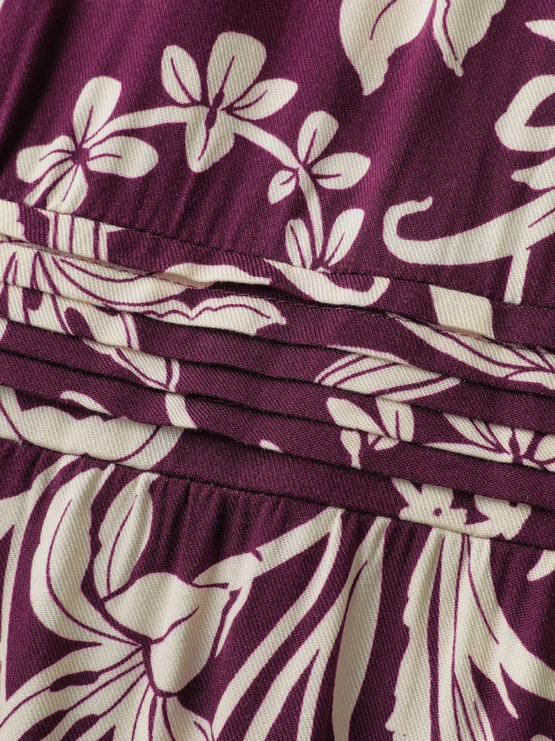 Supersoft Floral Print Toothpick Pleats Shirred Midi Dress