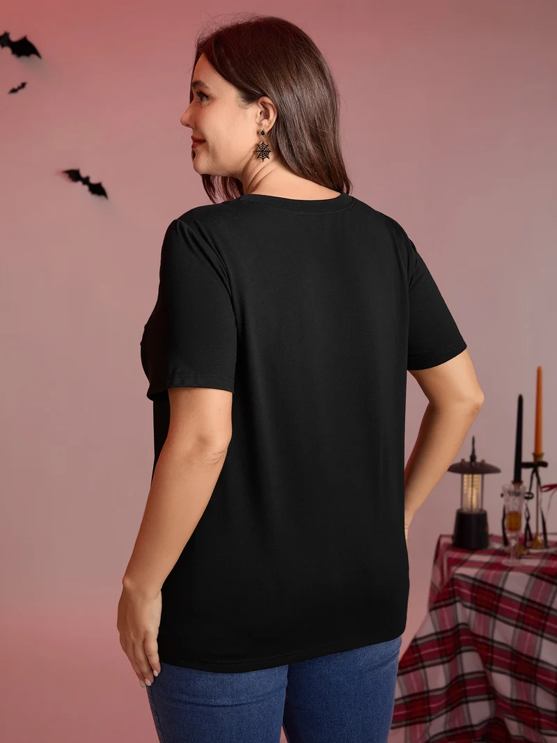 Stretch Embroidered Neckline Sheer T-Shirt