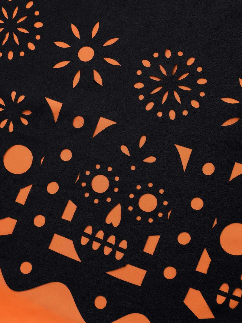 Laser Cut Halloween Contrast Lined Blouse