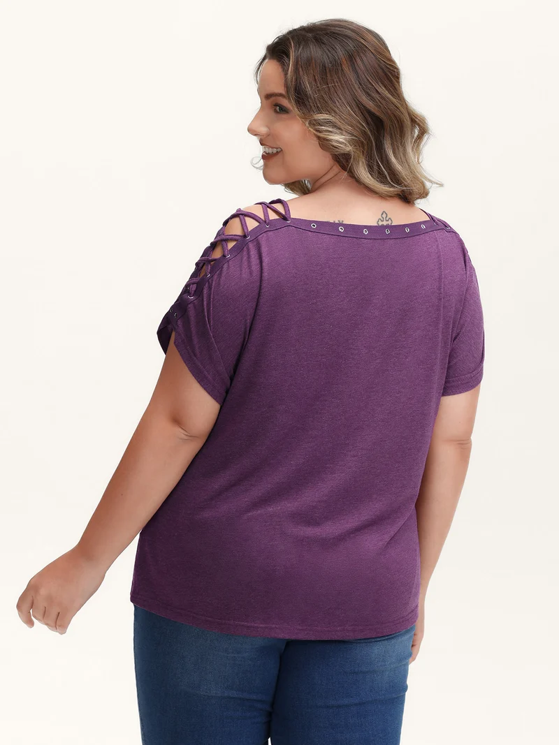 Pumpkin Motif Strap Loop Shoulder T-Shirt