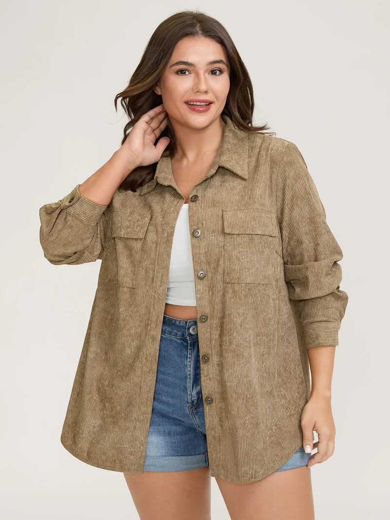 Corduroy Color Gradient Button-Down Jacket