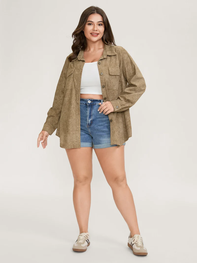 Corduroy Color Gradient Button-Down Jacket
