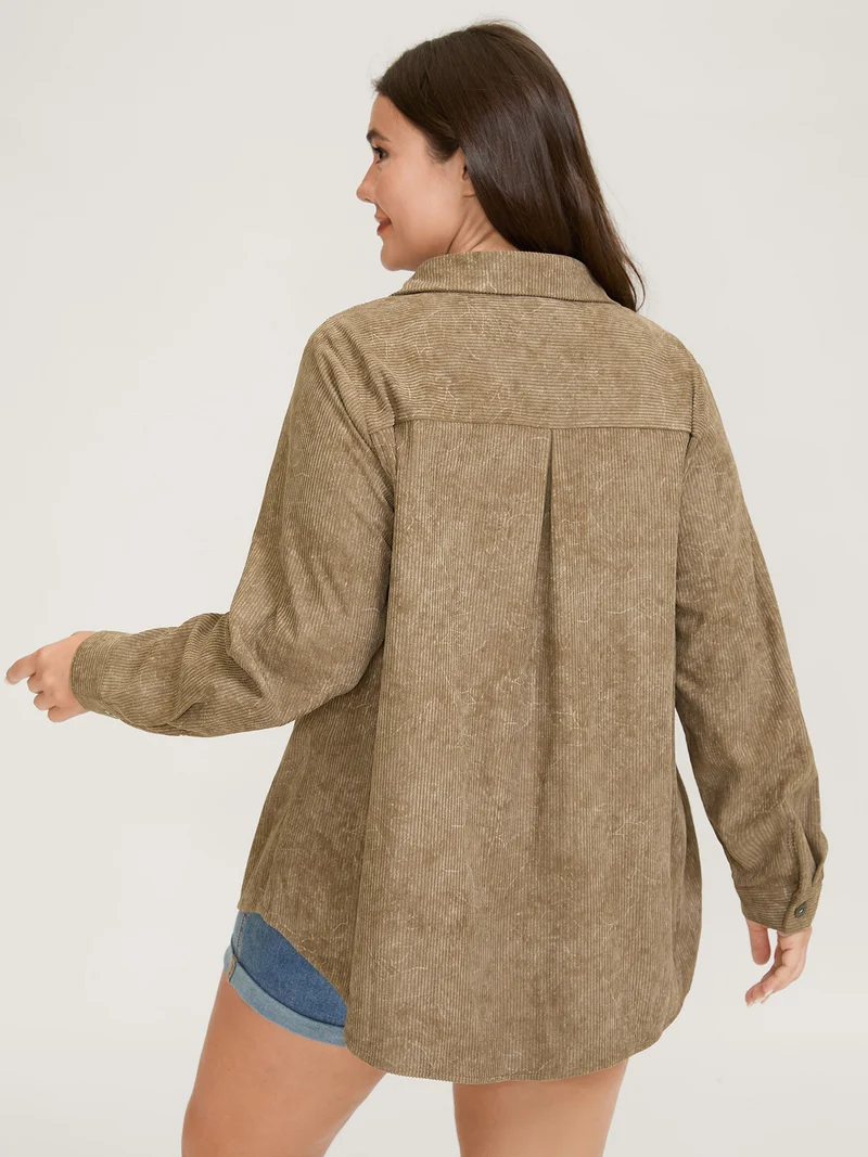 Corduroy Color Gradient Button-Down Jacket