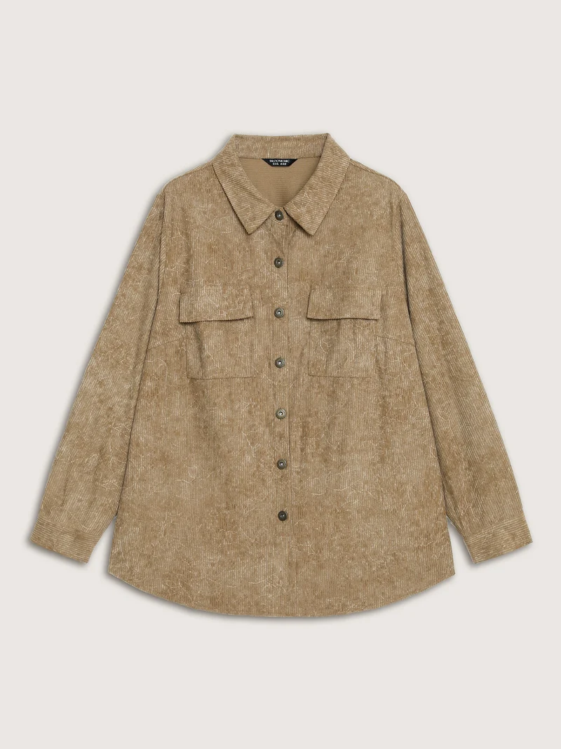 Corduroy Color Gradient Button-Down Jacket