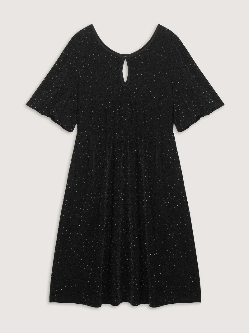 Bowknot Rhinestone Pockets Midi Dress