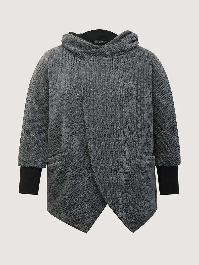 Textured Split Hem Hooded Jacket