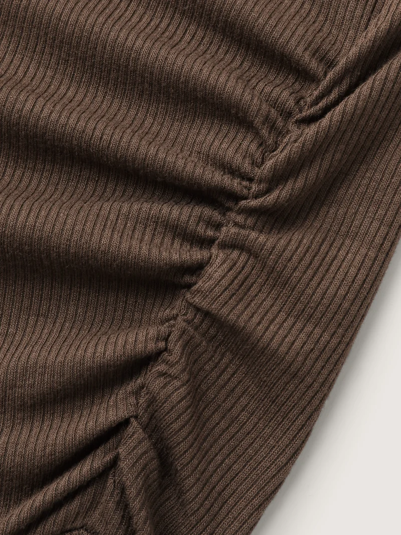 Supersoft Ribbed Knit Cinched-Waist A-Line Maxi Dress