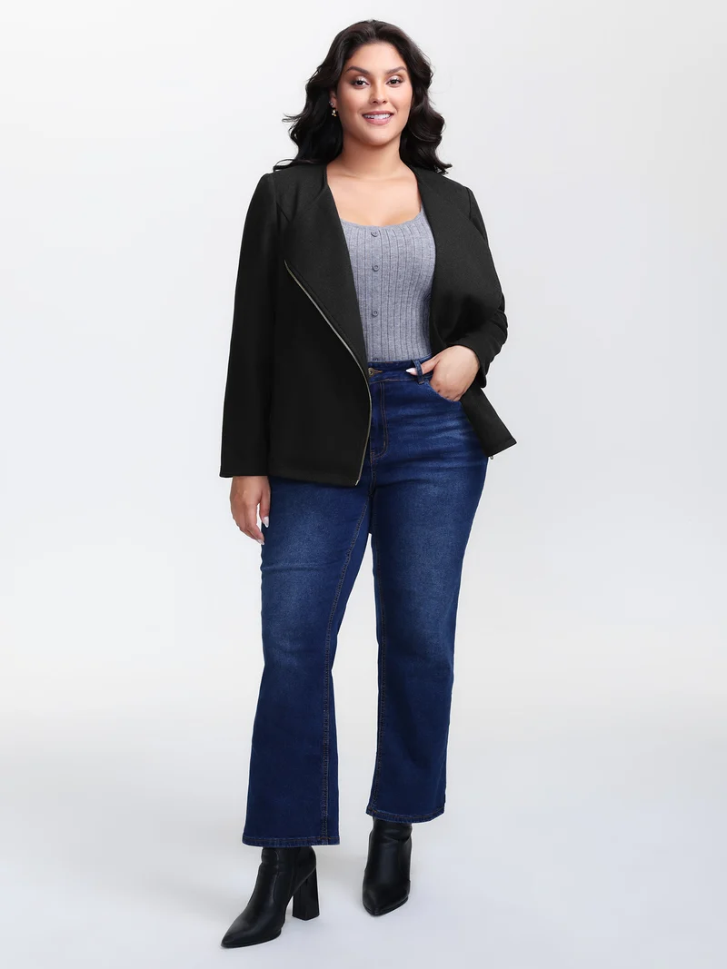 Asymmetrical Zipper Solid Jacket