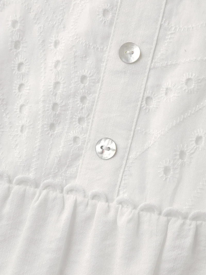 Lace Trim Button Decor Blouse
