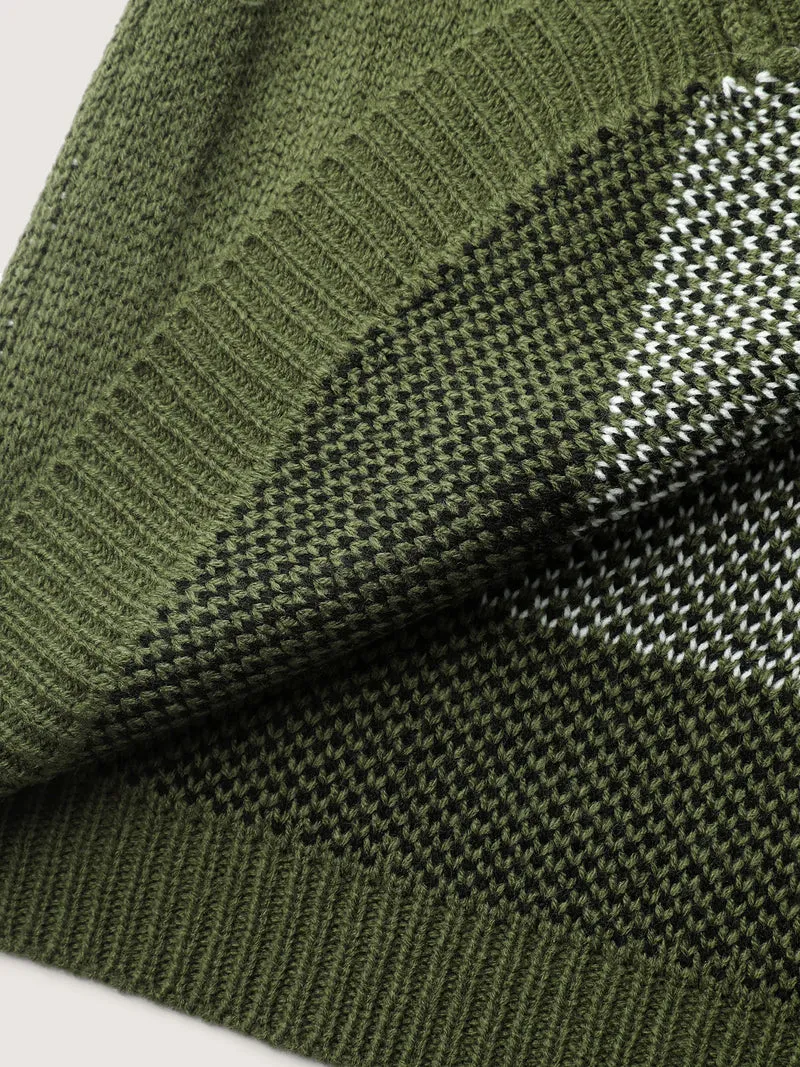 Flocked Lamb Curvy Hem Jacquard-Knit Cardigan