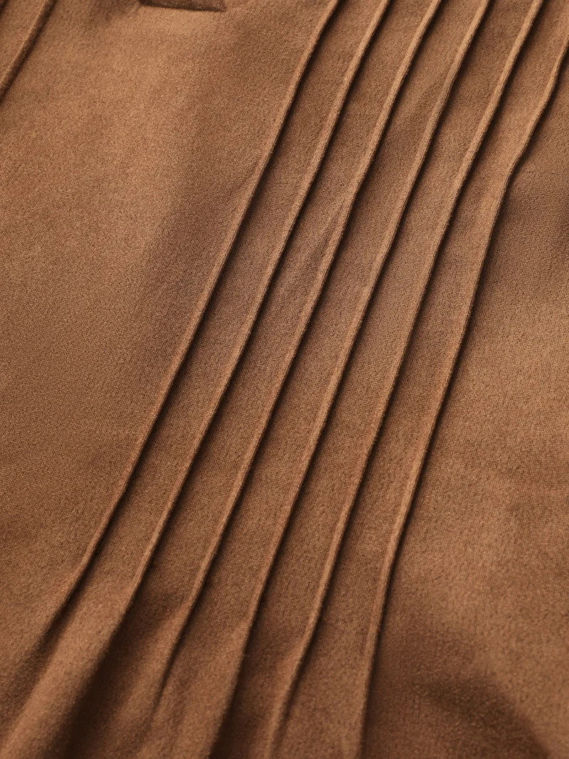 Suede Striped Toothpick Pleats Mini Dress