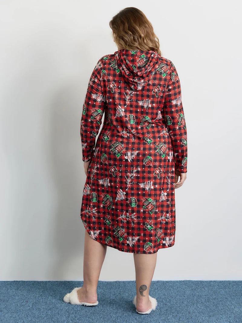Plaid Holiday Print Stretchy Sleep Dress