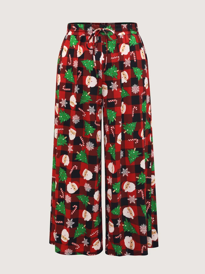 Santa Claus Christmas Wide Lounge Bottoms