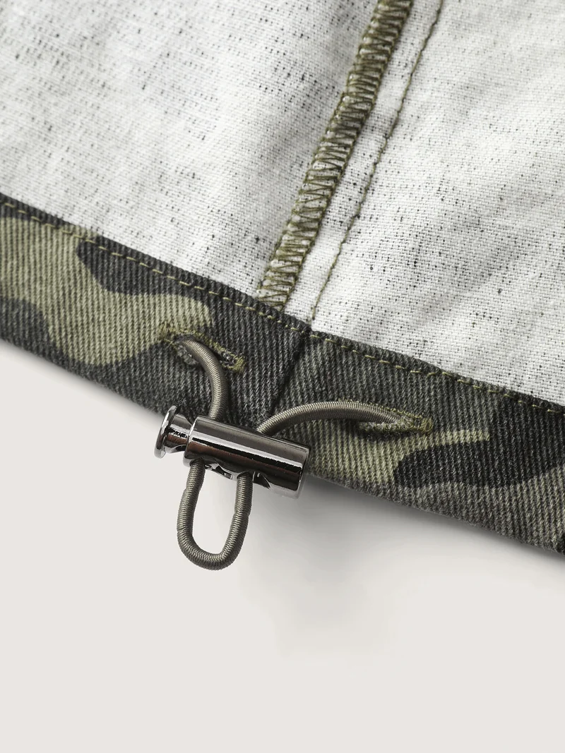 Camouflage Hooded Adjustable Hem Jacket