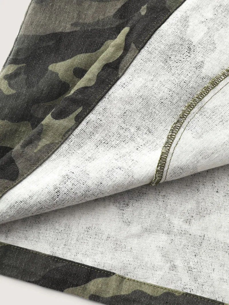 Camouflage Hooded Adjustable Hem Jacket