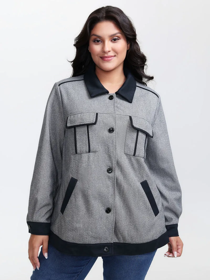 Mixed Material Lined Contrast Jacket