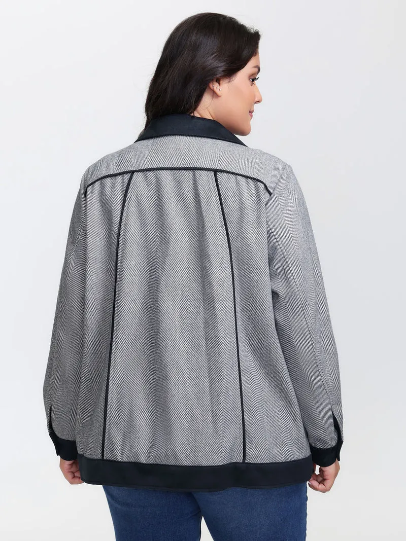 Mixed Material Lined Contrast Jacket
