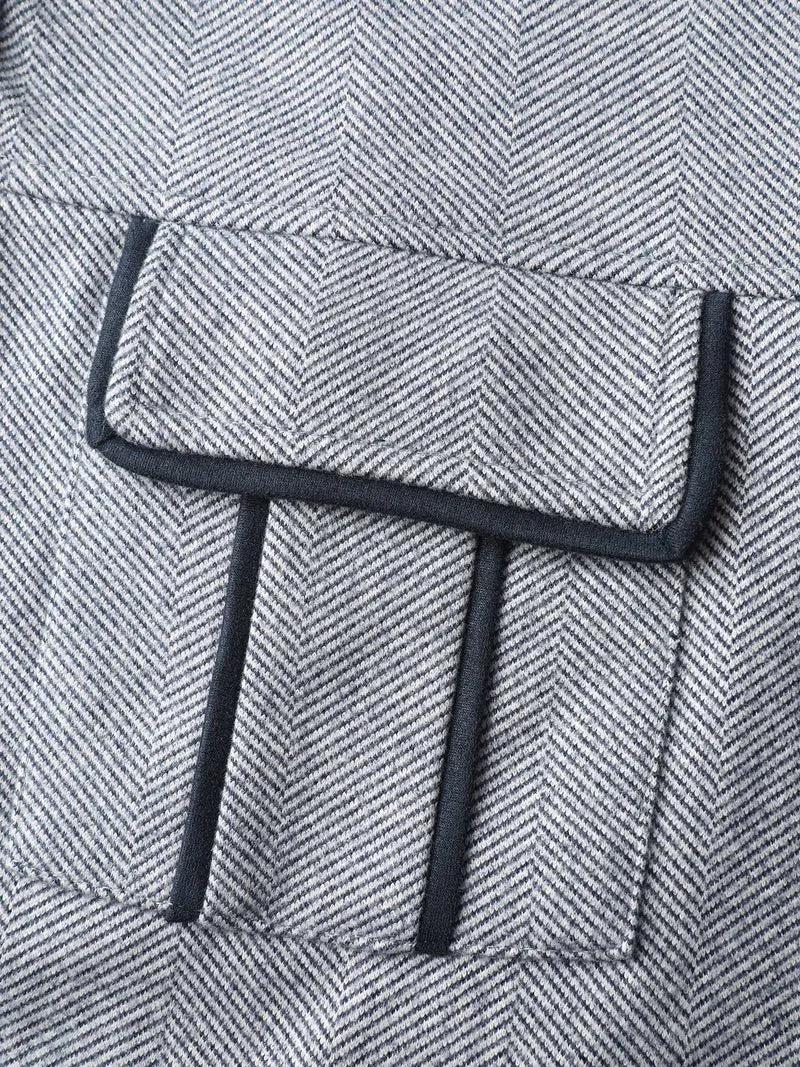 Mixed Material Lined Contrast Jacket