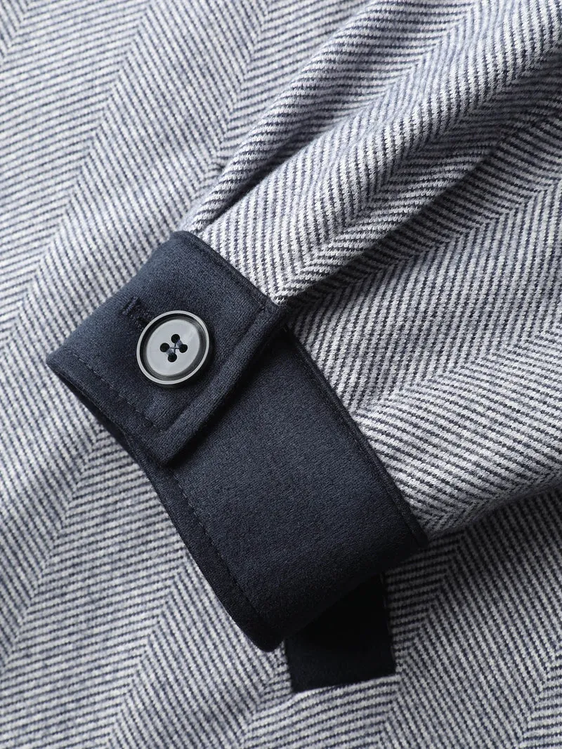 Mixed Material Lined Contrast Jacket