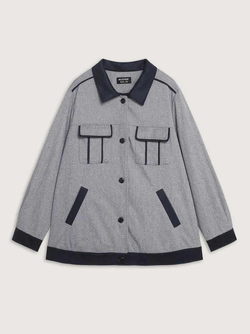 Mixed Material Lined Contrast Jacket