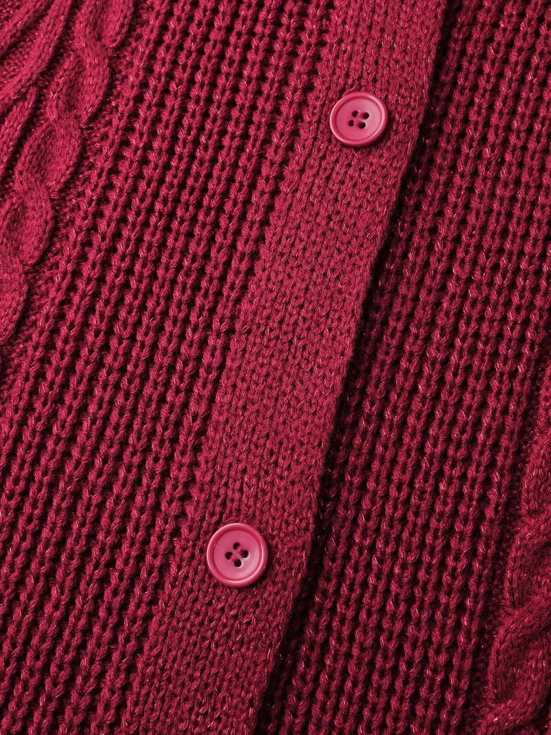 Lurex Twist Button Knit Cardigan