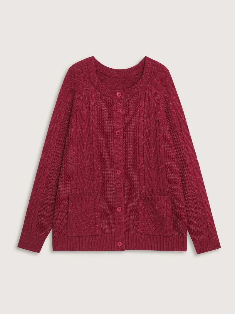 Lurex Twist Button Knit Cardigan