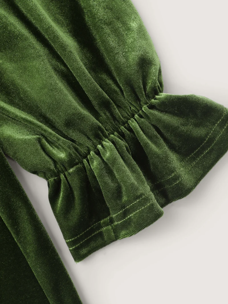 Velvet Triangular Shirred Waist Maxi Dress