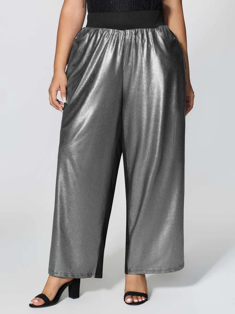Sequin Stretchy Color Contrast Pants