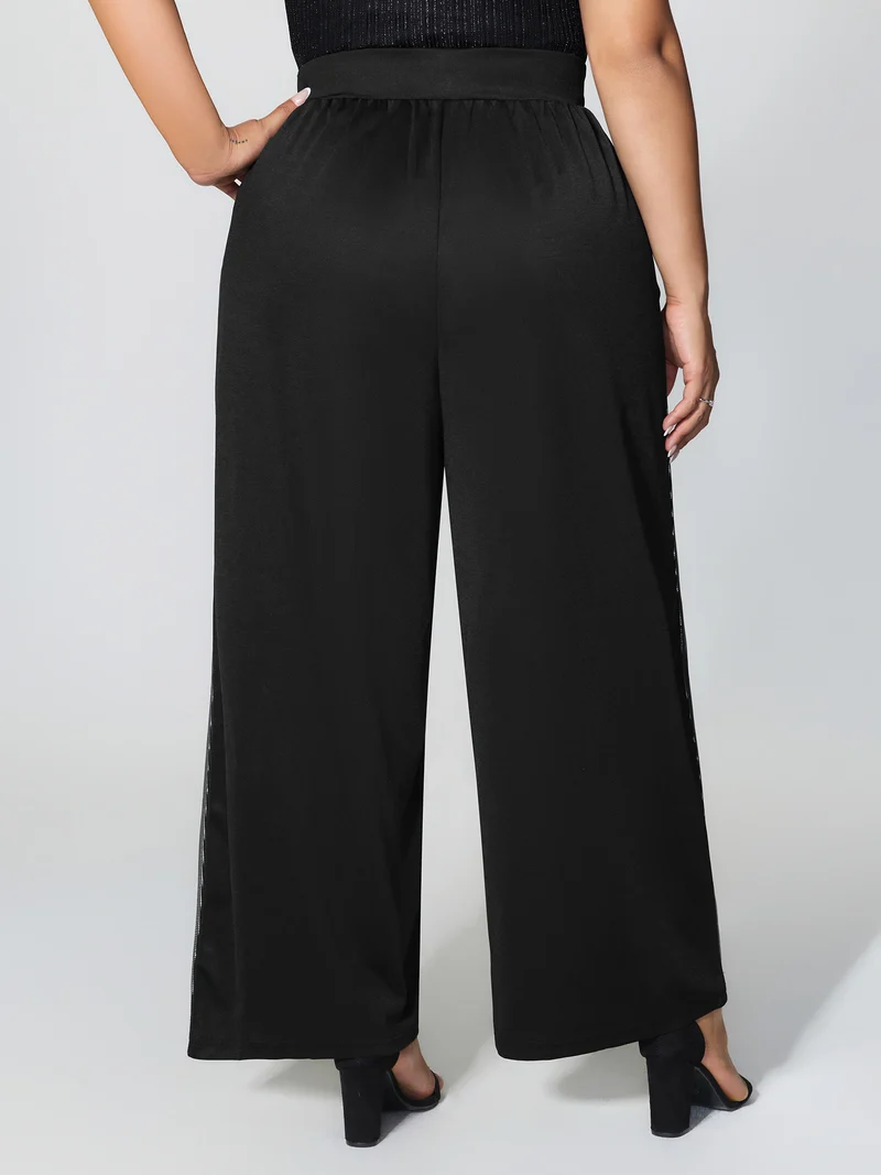 Sequin Stretchy Color Contrast Pants