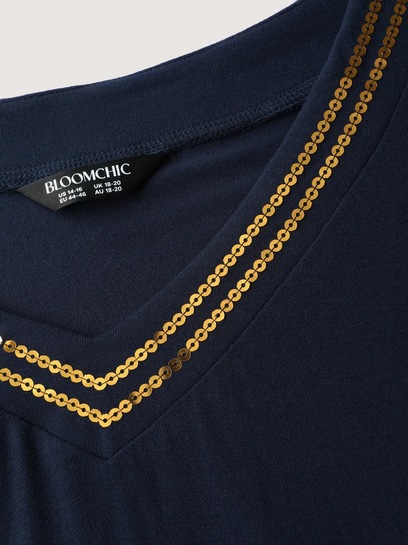 Supersoft Embroidered Bead Sequins T-Shirt
