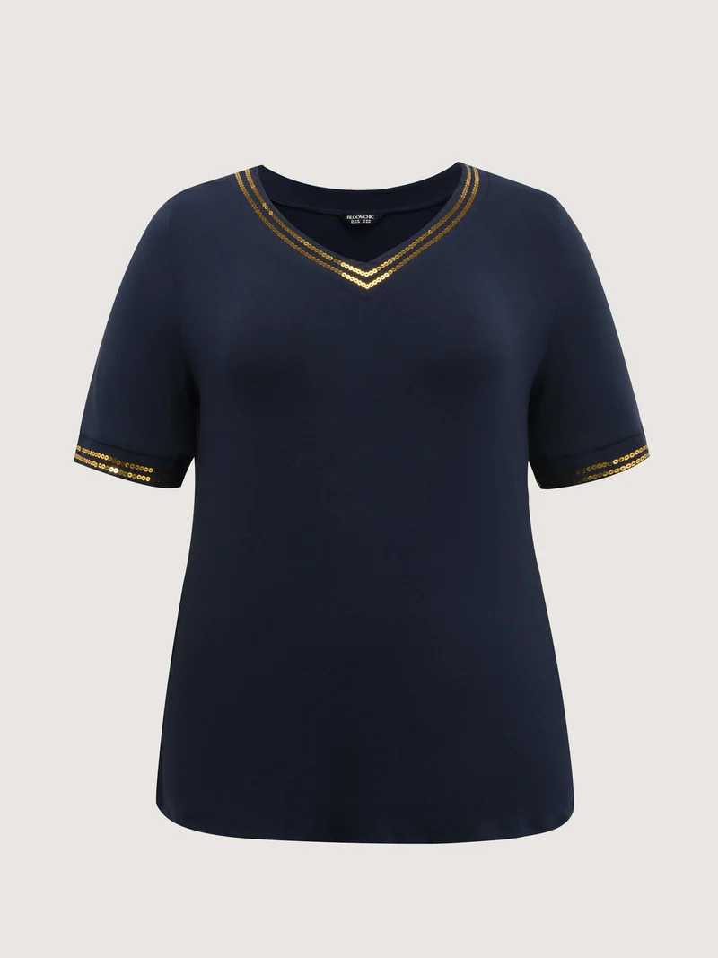 Supersoft Embroidered Bead Sequins T-Shirt