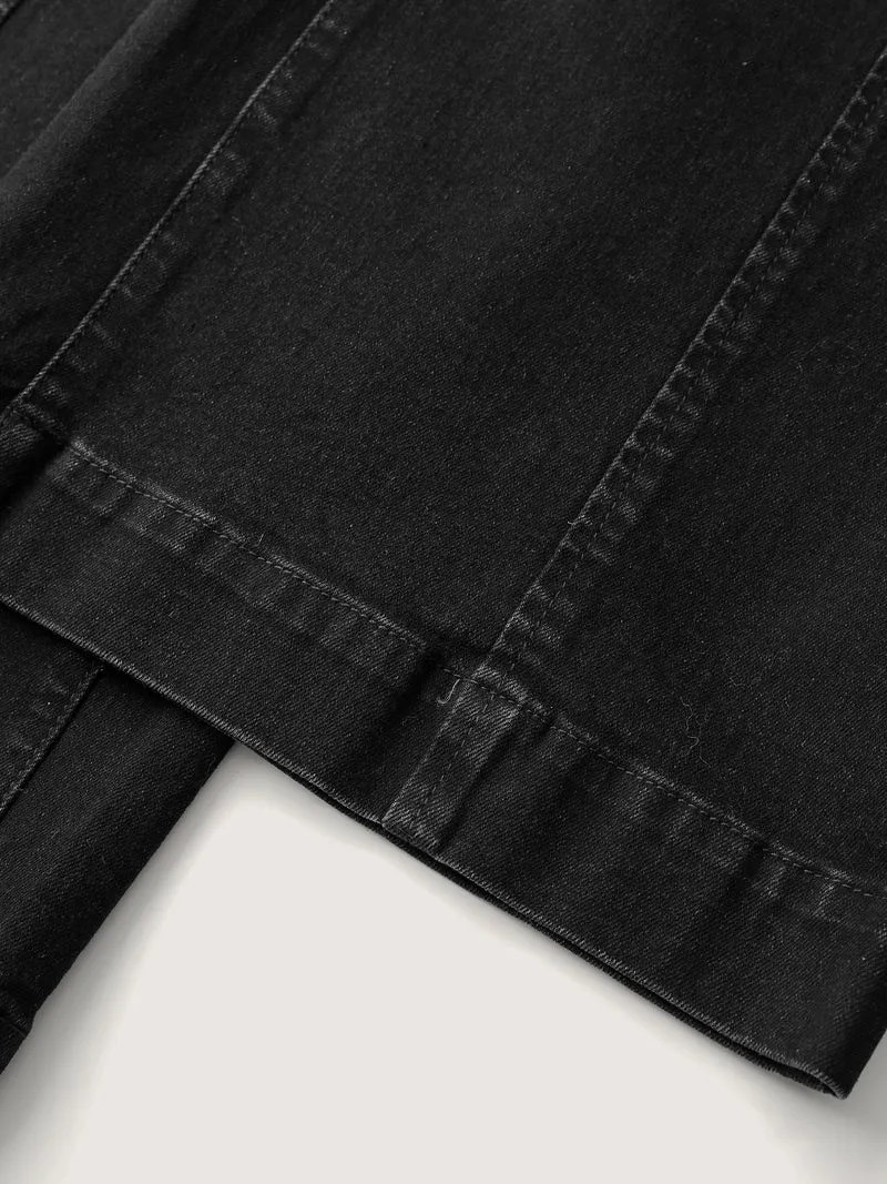 Stretchy Wide-Leg Mid-Rise Jeans