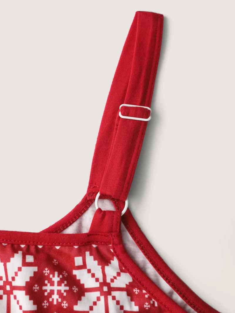 Holiday Pattern Placket Button Jumpsuit