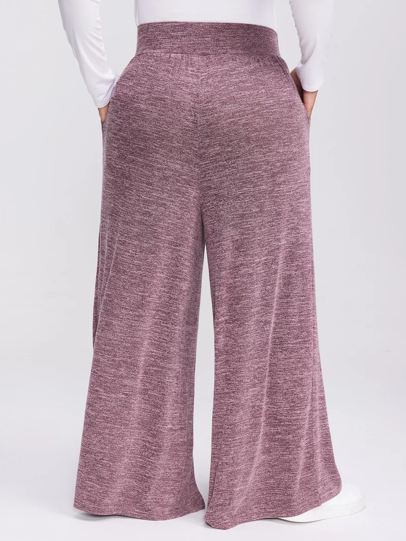 Color-Mix Knit Wide Waistband Pants