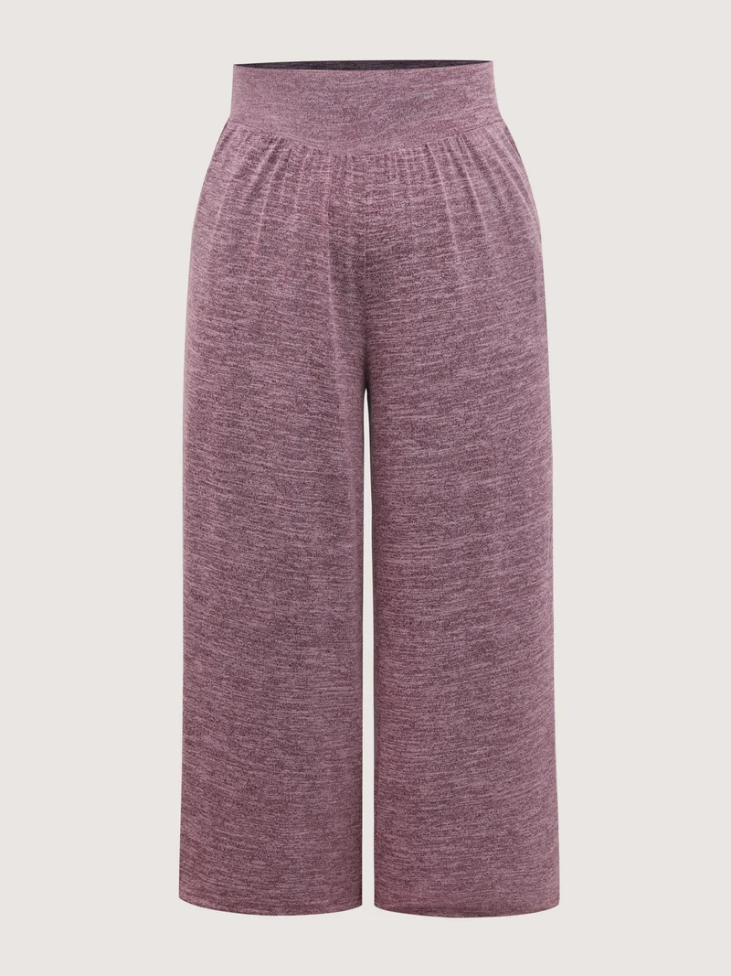 Color-Mix Knit Wide Waistband Pants