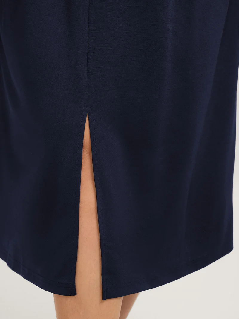 Stretchy Waist Pleated Midi Dress