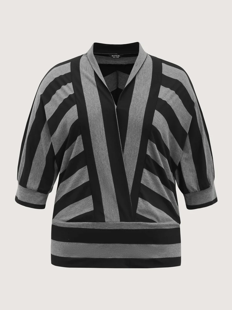 Supersoft Asymmetrical Stripes Collar T-Shirt