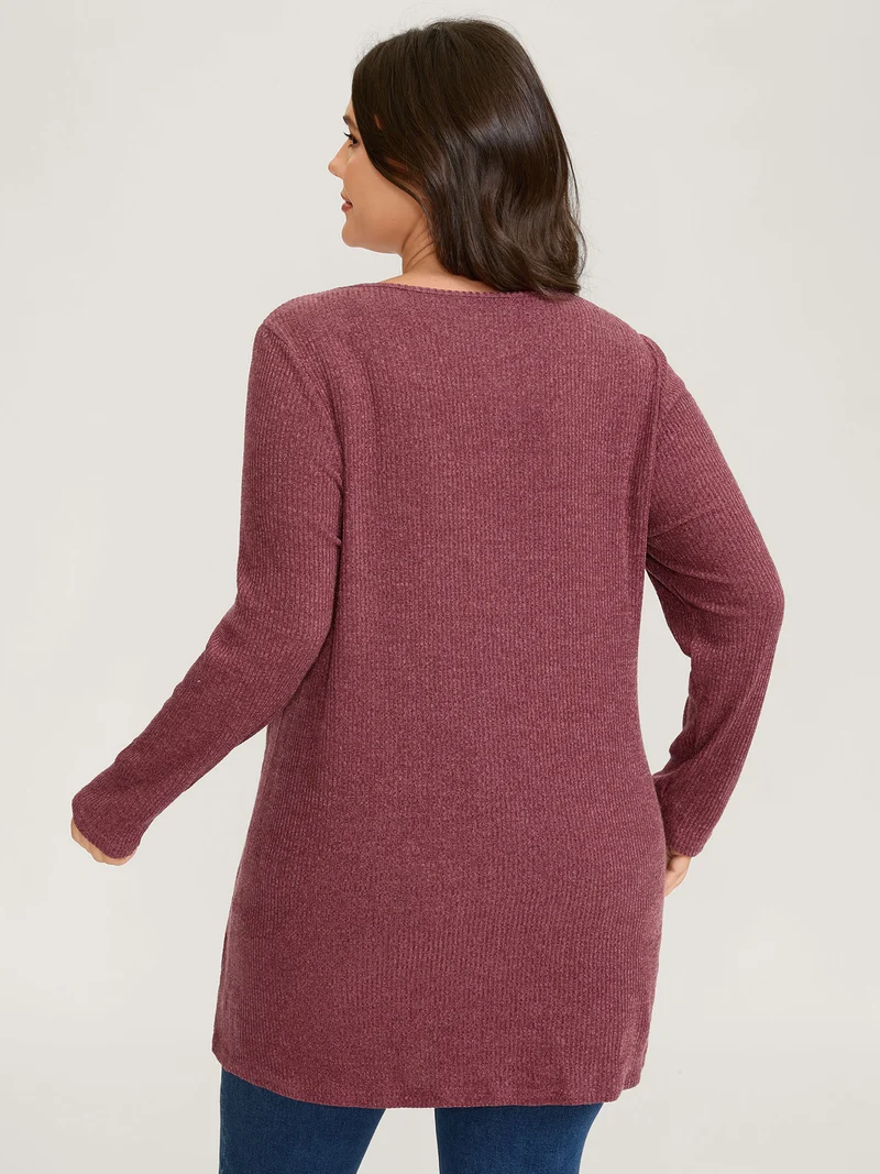 Heather Textured Stretchy Overlap T-Shirt