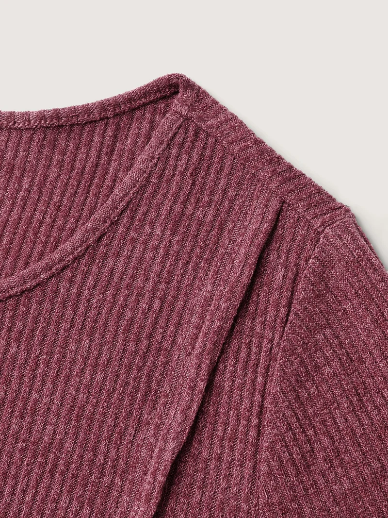 Heather Textured Stretchy Overlap T-Shirt