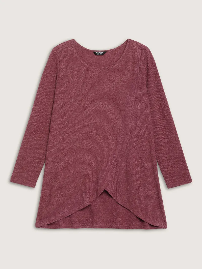 Heather Textured Stretchy Overlap T-Shirt