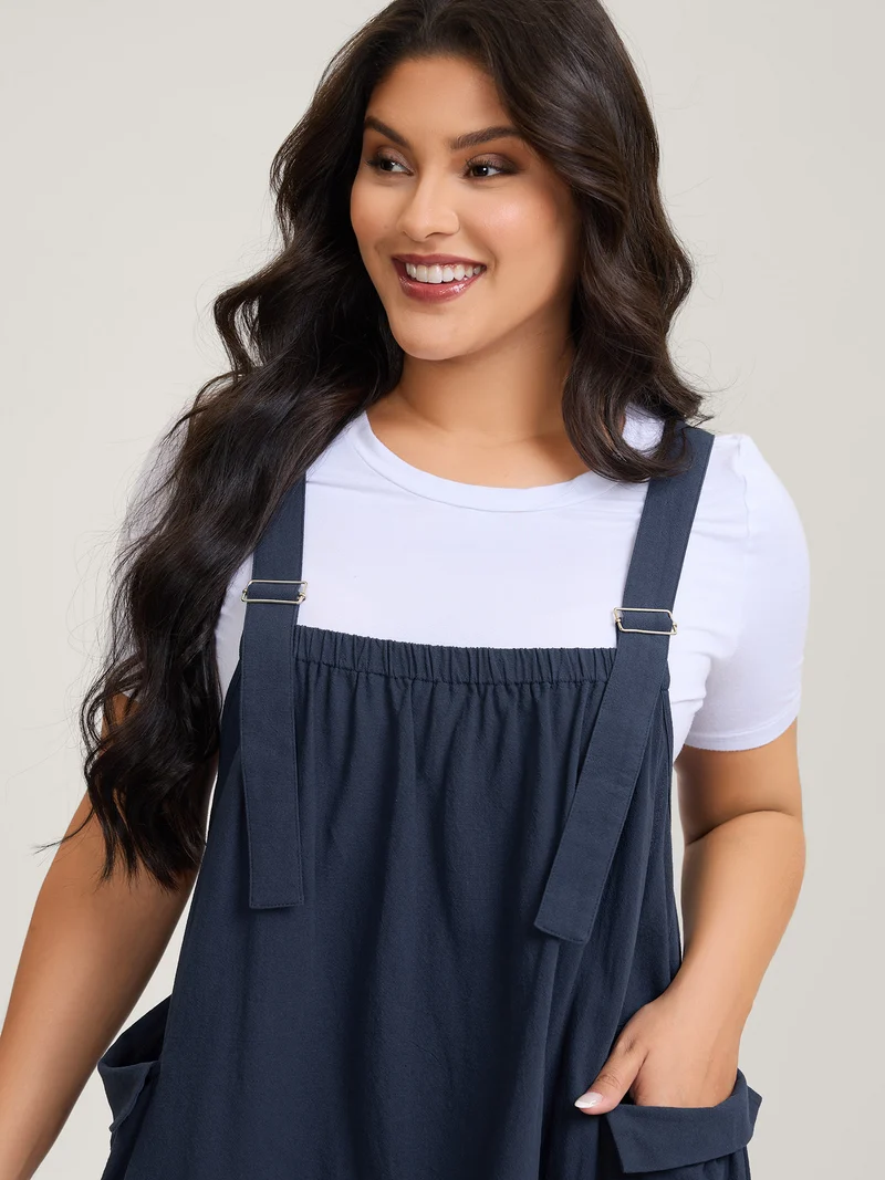 Pure Cotton Overall Straps Maxi Dress