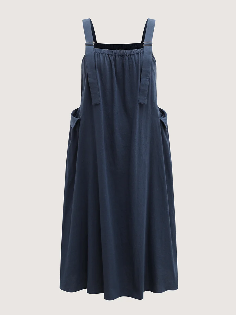 Pure Cotton Overall Straps Maxi Dress