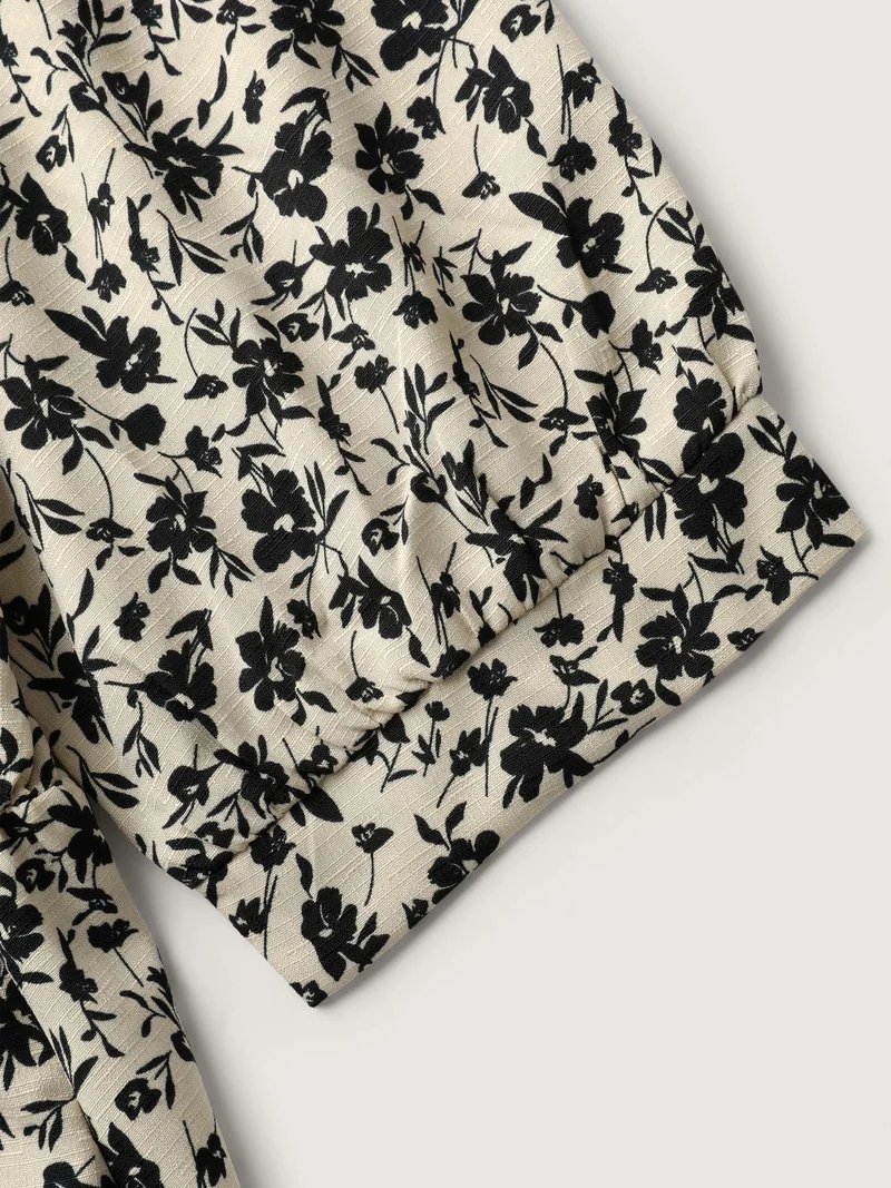 Silhouette Floral Cinched-Waist Midi Dress
