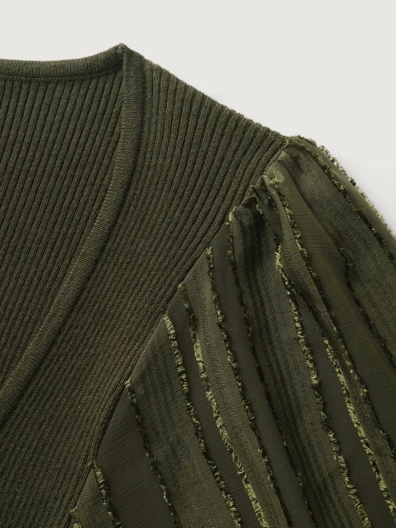 Bodycon Fit Textured Square Neck Pullover