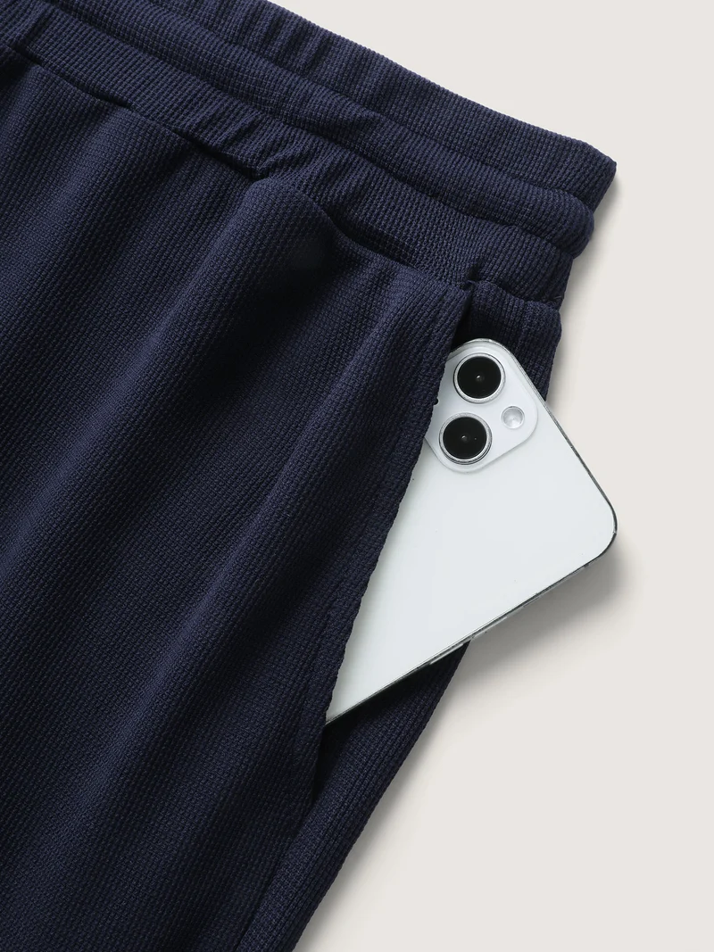 Wide Waistband Textured Wide-Leg Pants