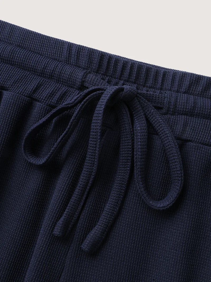 Wide Waistband Textured Wide-Leg Pants