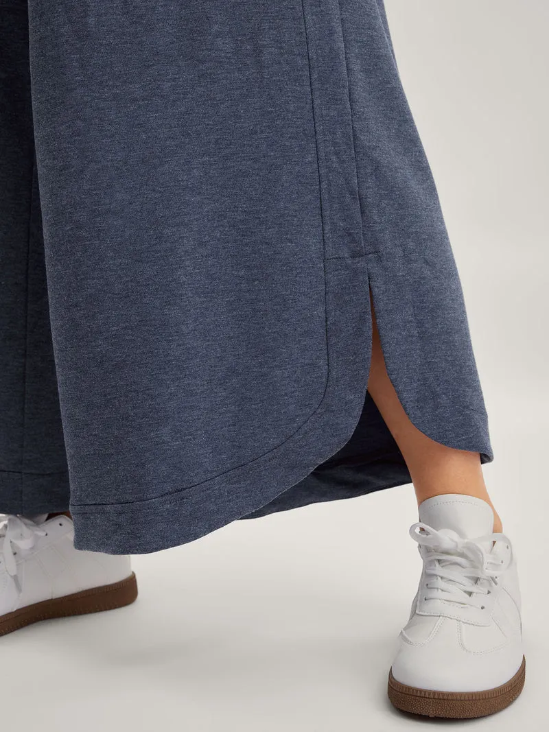 Waist Drawstring Split Hem Wide-Leg Pants